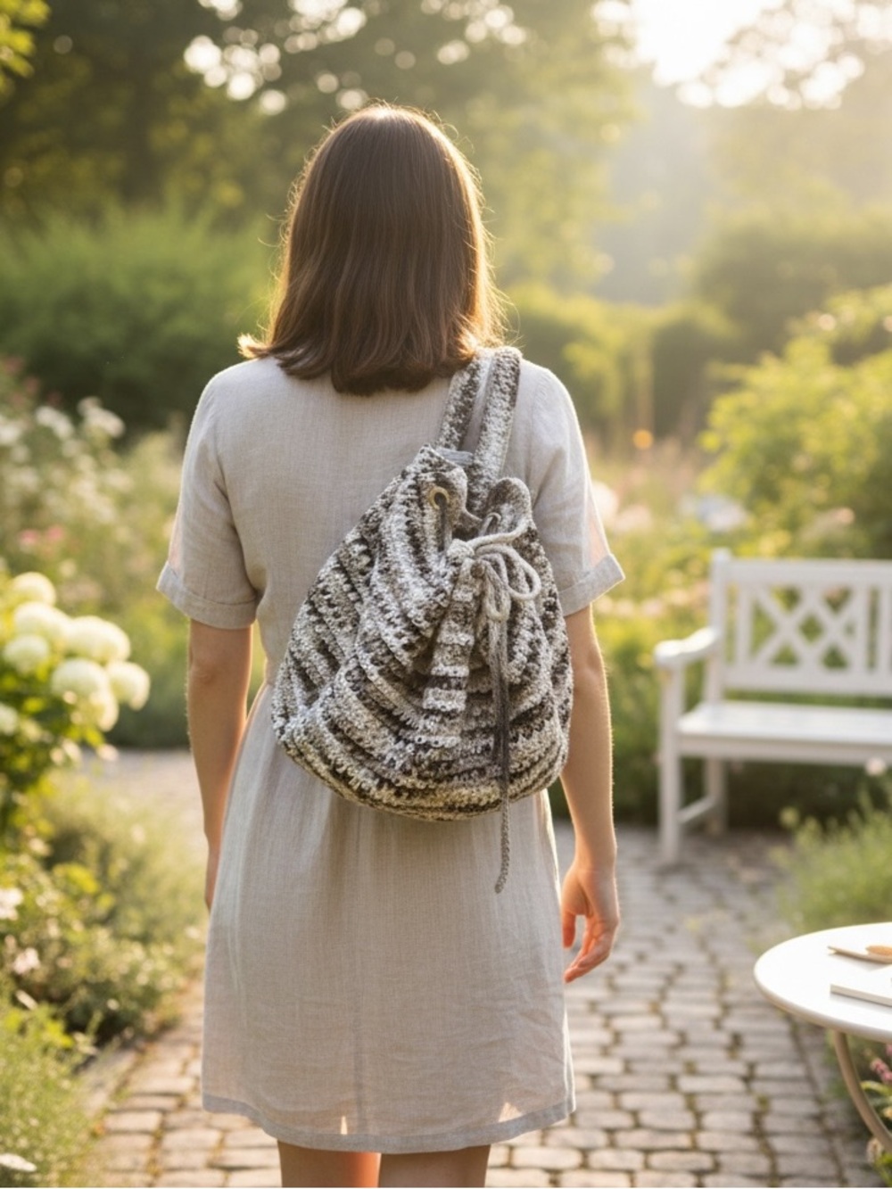 🔸 Handmade Crochet Draw String Backpack